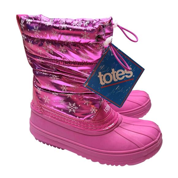 Totes Birchmount Water Resistant Winter Snowflake Snow Boots Girls Size 5M Pink - Picture 1 of 13